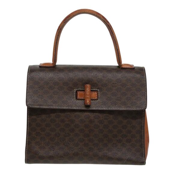 CELINE Macadam Canvas Hand Bag Pvc Leather Brown - Picture 13 of 16